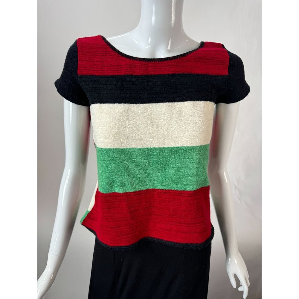 Bette Paige Vintage Women's Striped Colorblock Top Size Large Made in USA